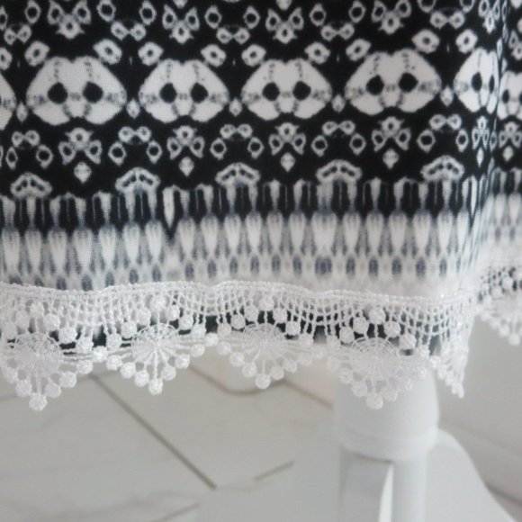 Like New World Unity Stretch Jersey Sleeveless Tassel Black White Ikat Dress S - Picture 9 of 13